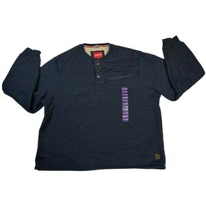 Coleman Men's Henley Shirt Sherpa Lined Waffle Sz. XXL  1/4 Snap Indigo Heather